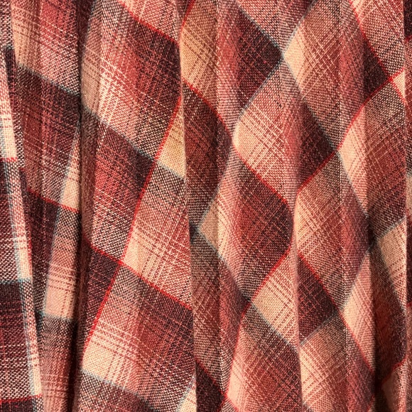 Vintage Pleated Midi Skirt Plaid Wool Blend Size 13/14 Pink/Maroon/Teal - Picture 3 of 10